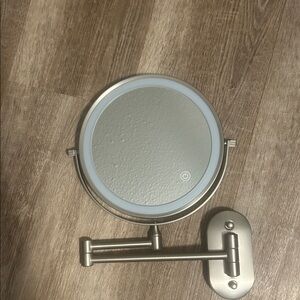 Wall-Mounted Silver LED Makeup Mirror